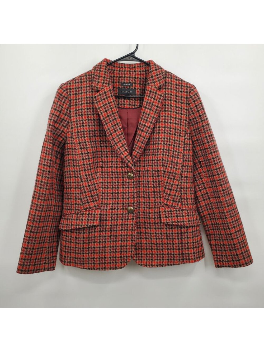 Talbots Shetland Aberdeen Blazer Women Size 12 Two Button Flap Pockets